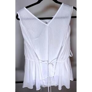 AllSaints White Pleated Blouse with Tie Detail